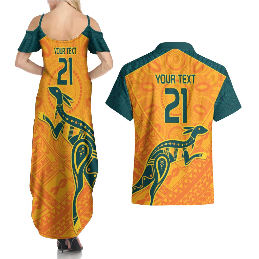 Custom Australia Rugby Couples Matching Summer Maxi Dress and Hawaiian Shirt Summer Paris 2024