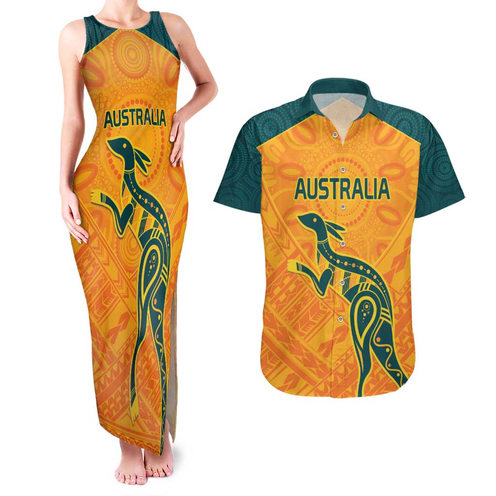 Custom Australia Rugby Couples Matching Tank Maxi Dress and Hawaiian Shirt Summer Paris 2024