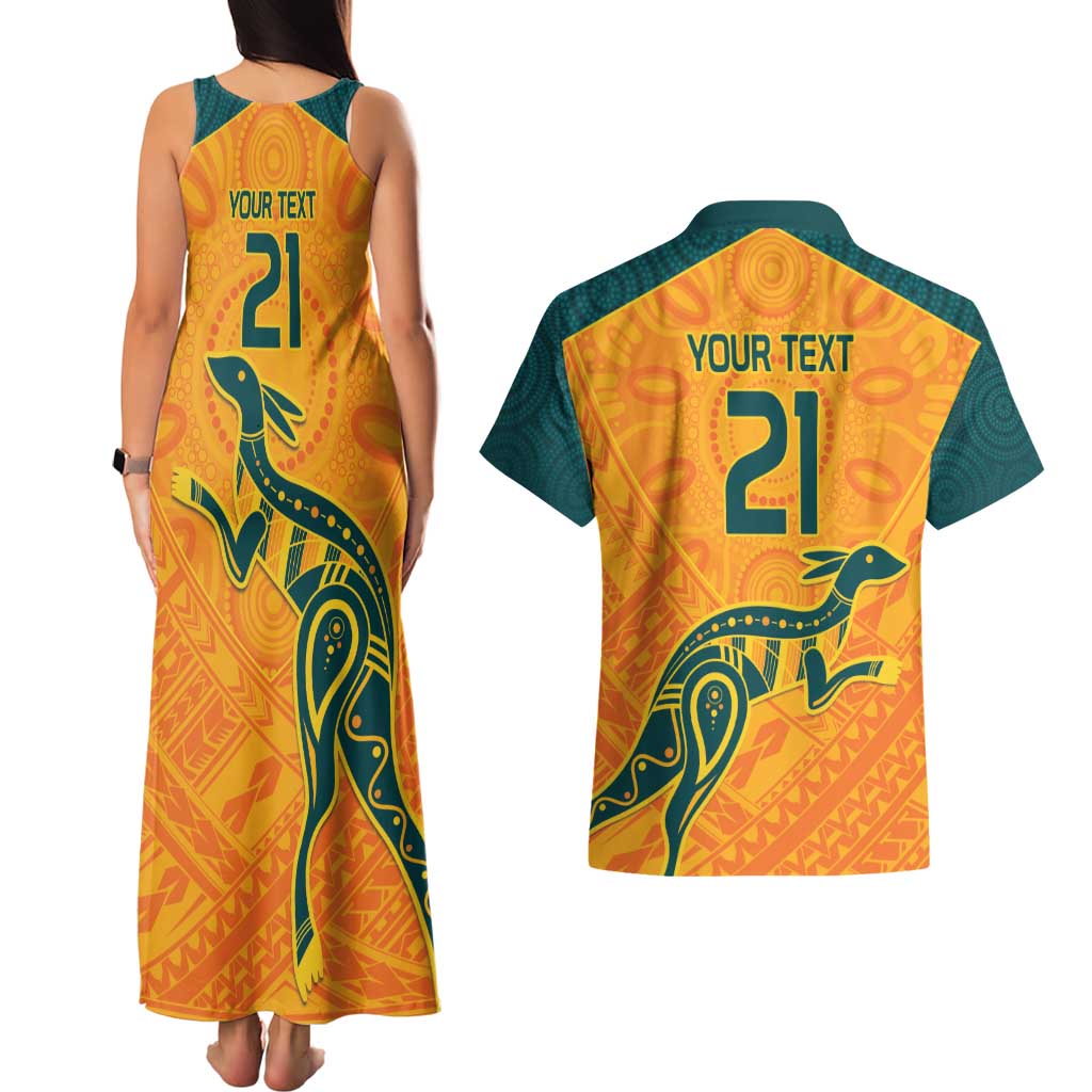 Custom Australia Rugby Couples Matching Tank Maxi Dress and Hawaiian Shirt Summer Paris 2024