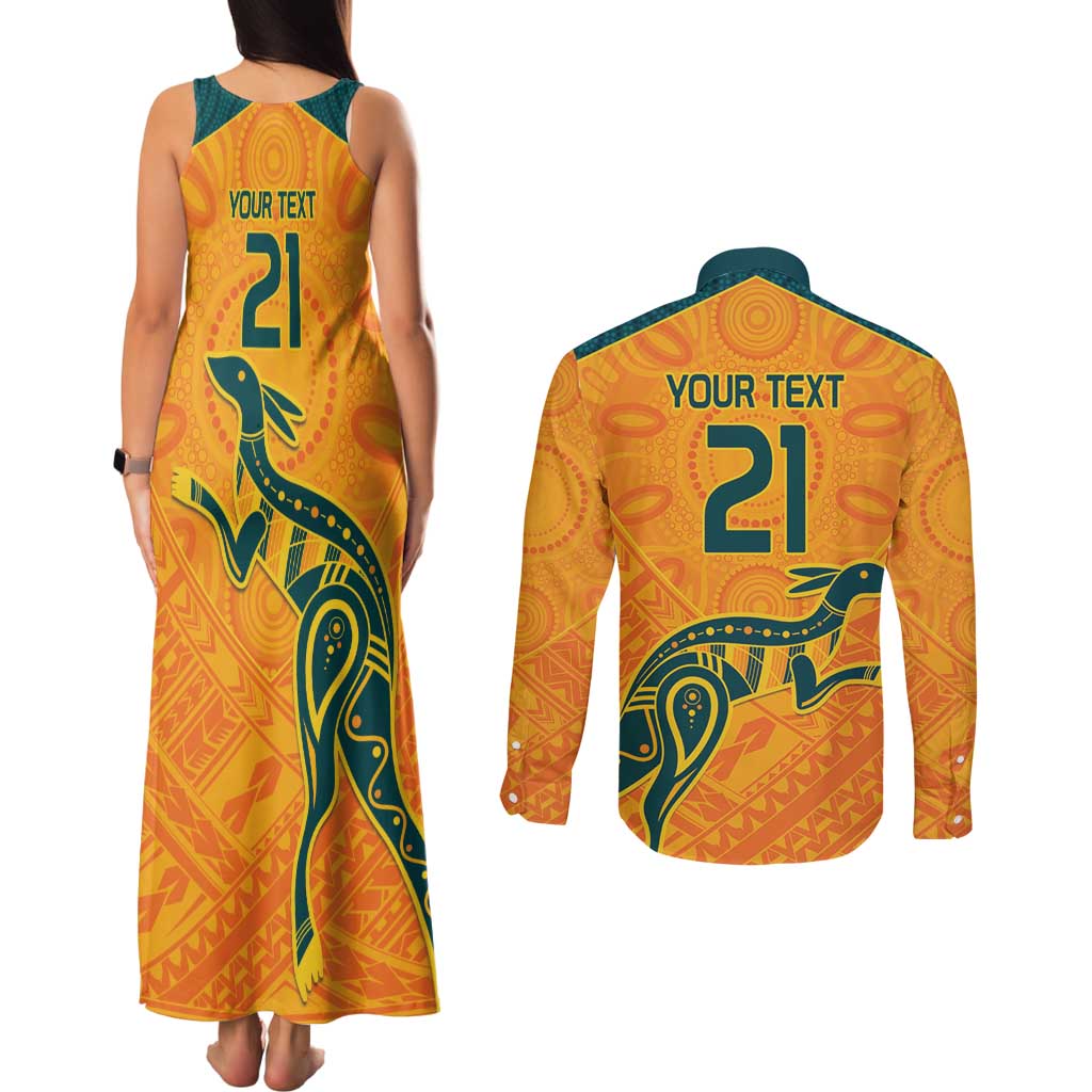Custom Australia Rugby Couples Matching Tank Maxi Dress and Long Sleeve Button Shirt Summer Paris 2024