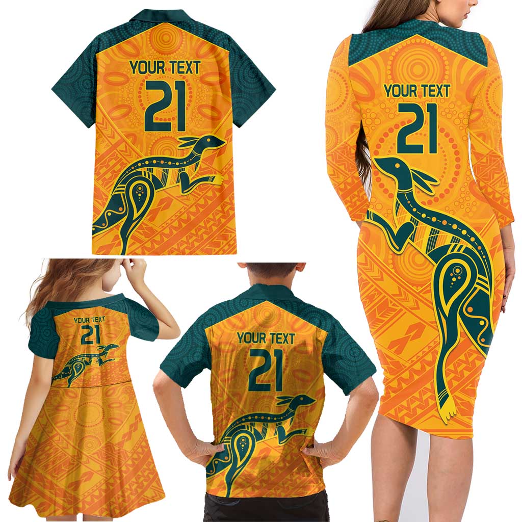 Custom Australia Rugby Family Matching Long Sleeve Bodycon Dress and Hawaiian Shirt Summer Paris 2024
