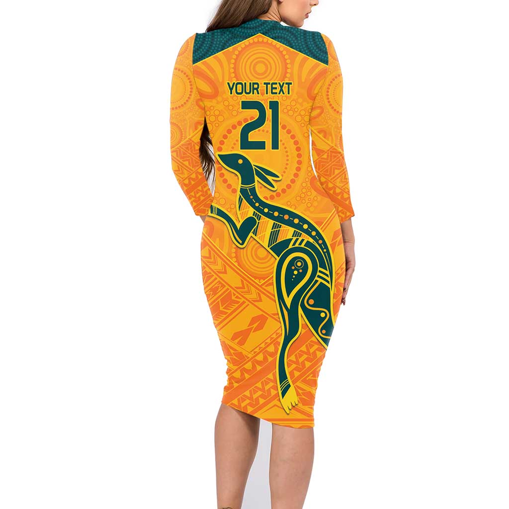 Custom Australia Rugby Family Matching Long Sleeve Bodycon Dress and Hawaiian Shirt Summer Paris 2024