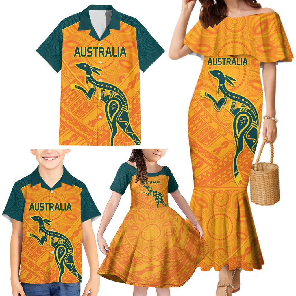 Custom Australia Rugby Family Matching Mermaid Dress and Hawaiian Shirt Summer Paris 2024