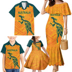 Custom Australia Rugby Family Matching Mermaid Dress and Hawaiian Shirt Summer Paris 2024