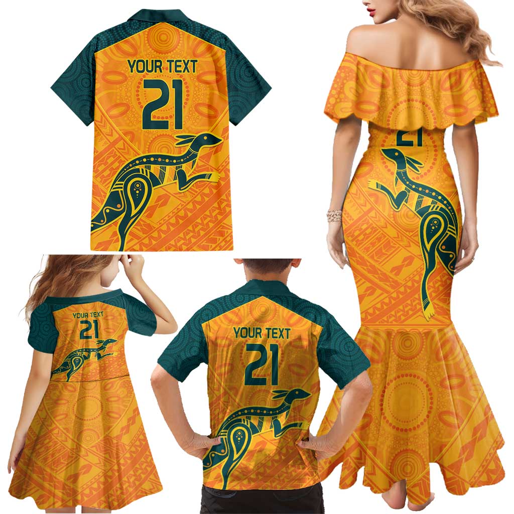 Custom Australia Rugby Family Matching Mermaid Dress and Hawaiian Shirt Summer Paris 2024