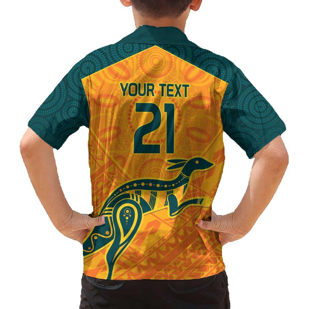 Custom Australia Rugby Family Matching Off The Shoulder Long Sleeve Dress and Hawaiian Shirt Summer Paris 2024