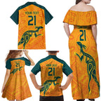 Custom Australia Rugby Family Matching Off Shoulder Maxi Dress and Hawaiian Shirt Summer Paris 2024