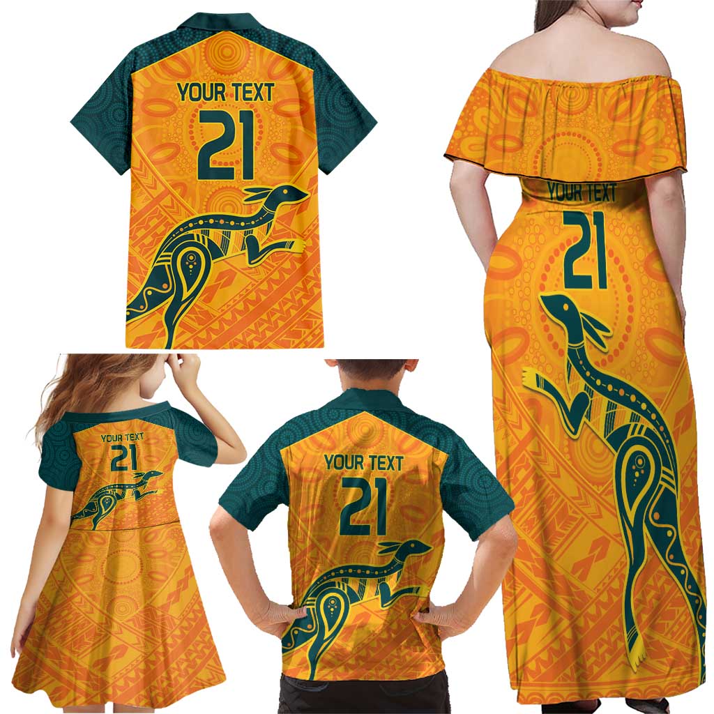 Custom Australia Rugby Family Matching Off Shoulder Maxi Dress and Hawaiian Shirt Summer Paris 2024