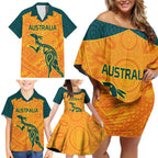Custom Australia Rugby Family Matching Off Shoulder Short Dress and Hawaiian Shirt Summer Paris 2024