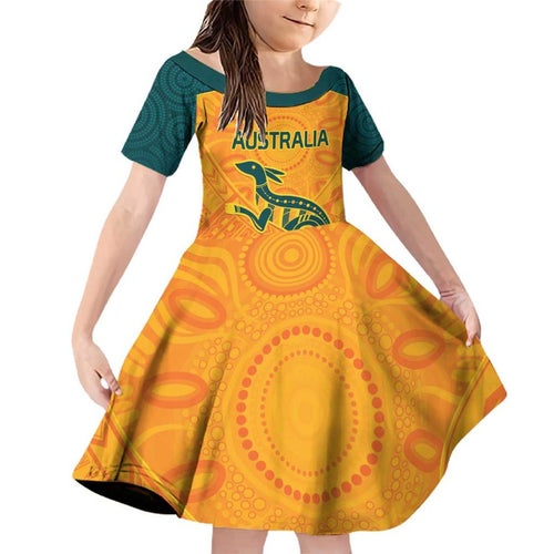 Custom Australia Rugby Family Matching Off Shoulder Short Dress and Hawaiian Shirt Summer Paris 2024