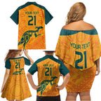Custom Australia Rugby Family Matching Off Shoulder Short Dress and Hawaiian Shirt Summer Paris 2024