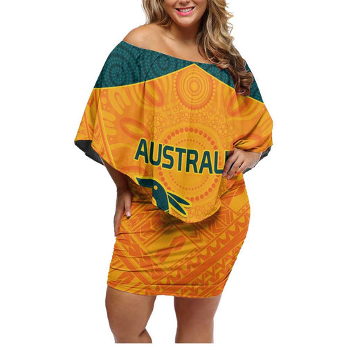 Custom Australia Rugby Family Matching Off Shoulder Short Dress and Hawaiian Shirt Summer Paris 2024