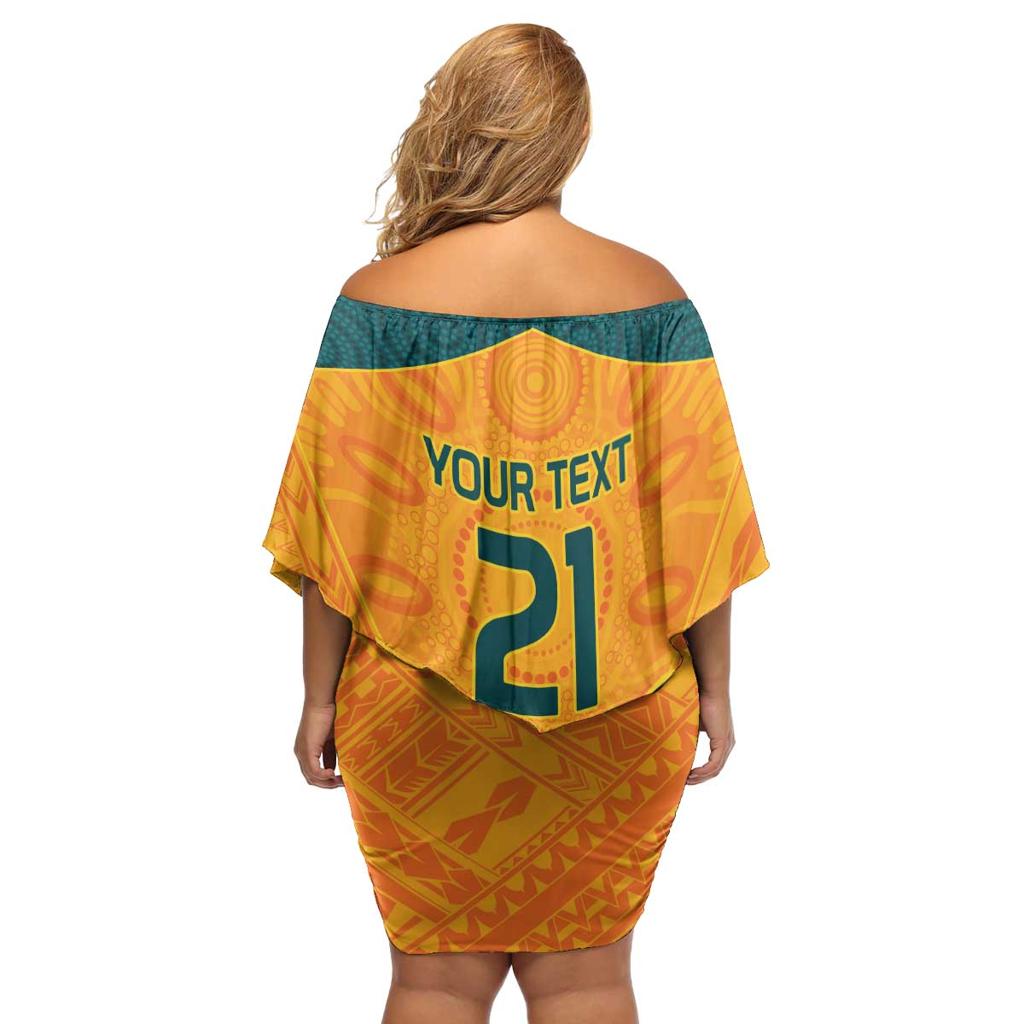 Custom Australia Rugby Family Matching Off Shoulder Short Dress and Hawaiian Shirt Summer Paris 2024