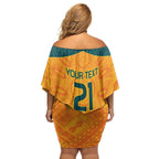 Custom Australia Rugby Family Matching Off Shoulder Short Dress and Hawaiian Shirt Summer Paris 2024