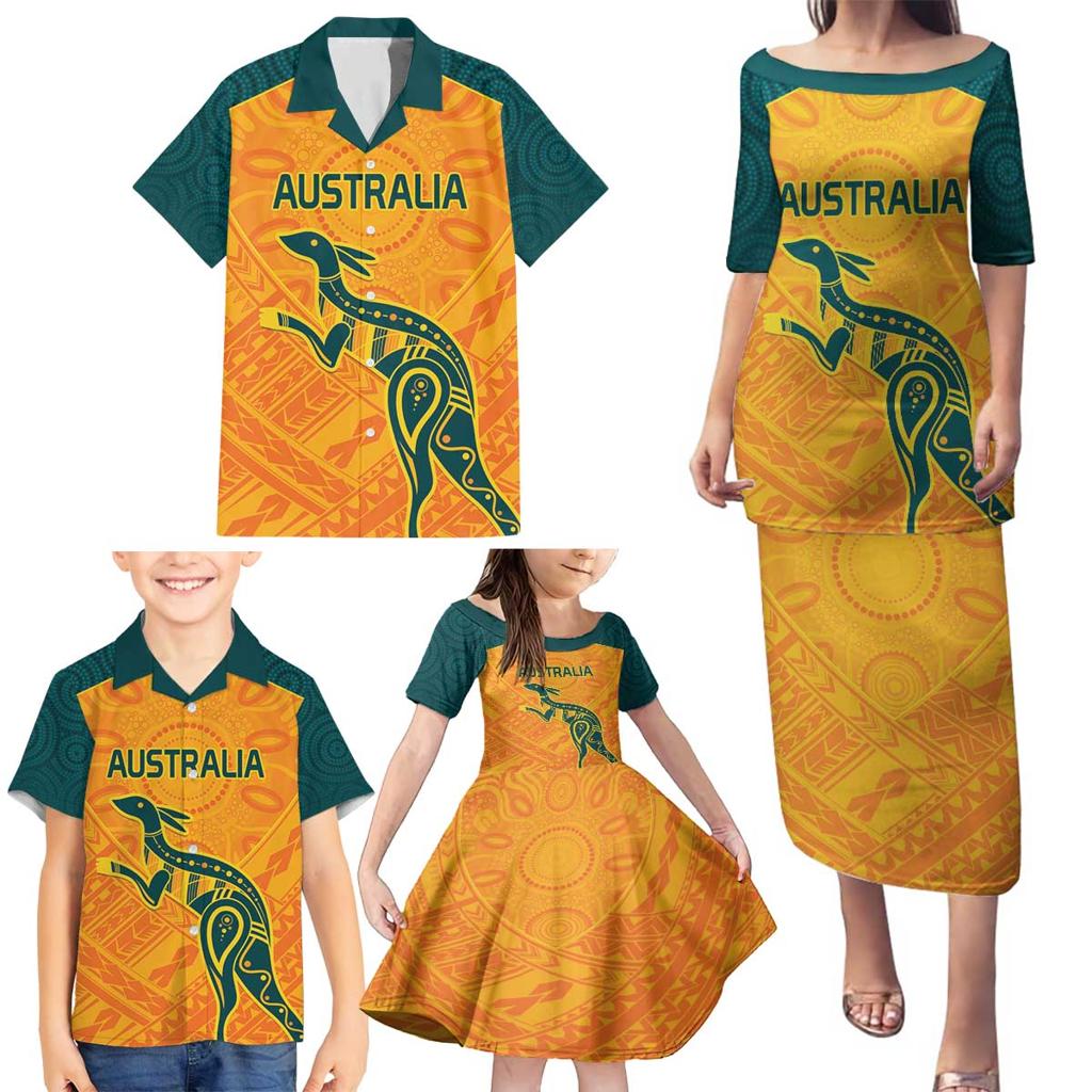 Custom Australia Rugby Family Matching Puletasi and Hawaiian Shirt Summer Paris 2024