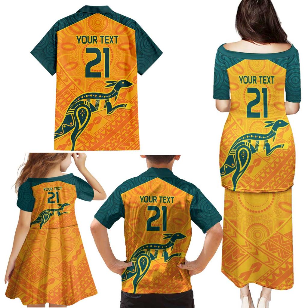 Custom Australia Rugby Family Matching Puletasi and Hawaiian Shirt Summer Paris 2024