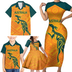 Custom Australia Rugby Family Matching Short Sleeve Bodycon Dress and Hawaiian Shirt Summer Paris 2024