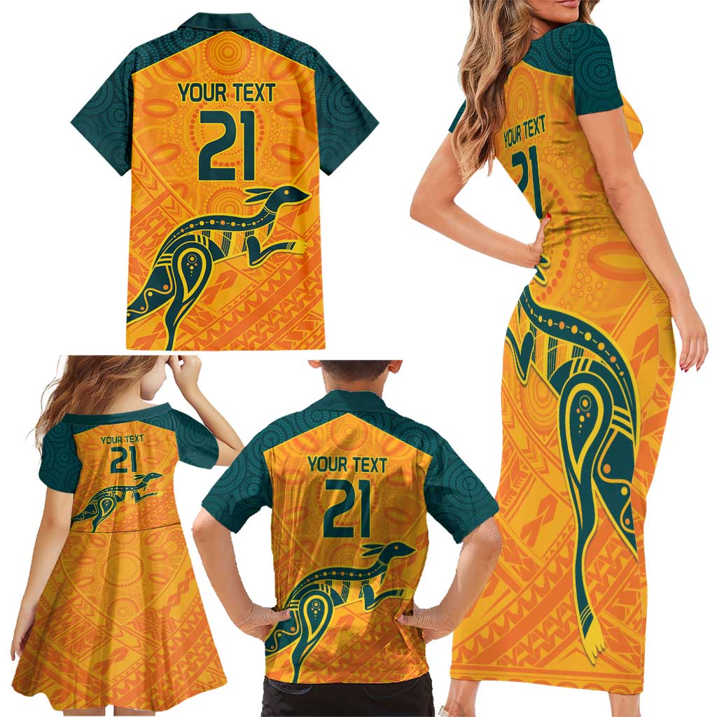 Custom Australia Rugby Family Matching Short Sleeve Bodycon Dress and Hawaiian Shirt Summer Paris 2024