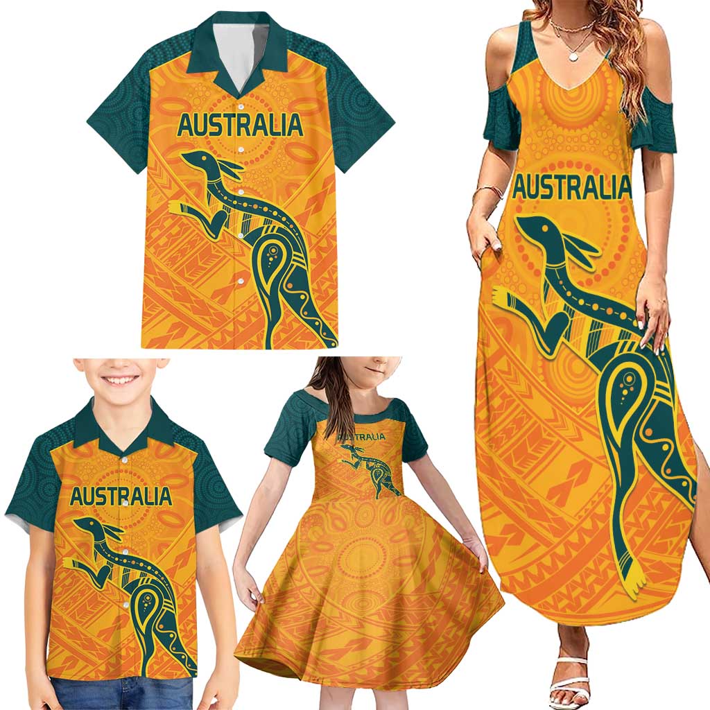 Custom Australia Rugby Family Matching Summer Maxi Dress and Hawaiian Shirt Summer Paris 2024