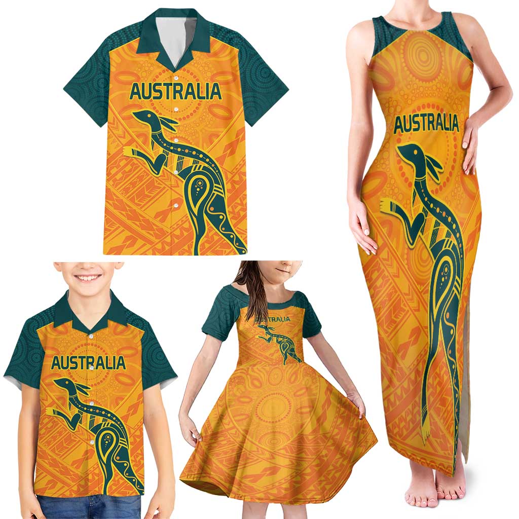 Custom Australia Rugby Family Matching Tank Maxi Dress and Hawaiian Shirt Summer Paris 2024