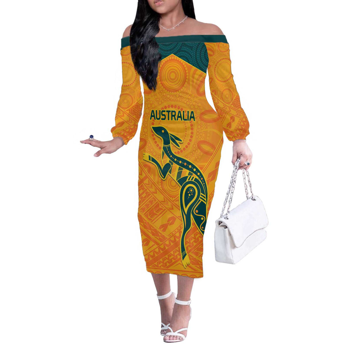 Custom Australia Rugby Off The Shoulder Long Sleeve Dress Summer Paris 2024