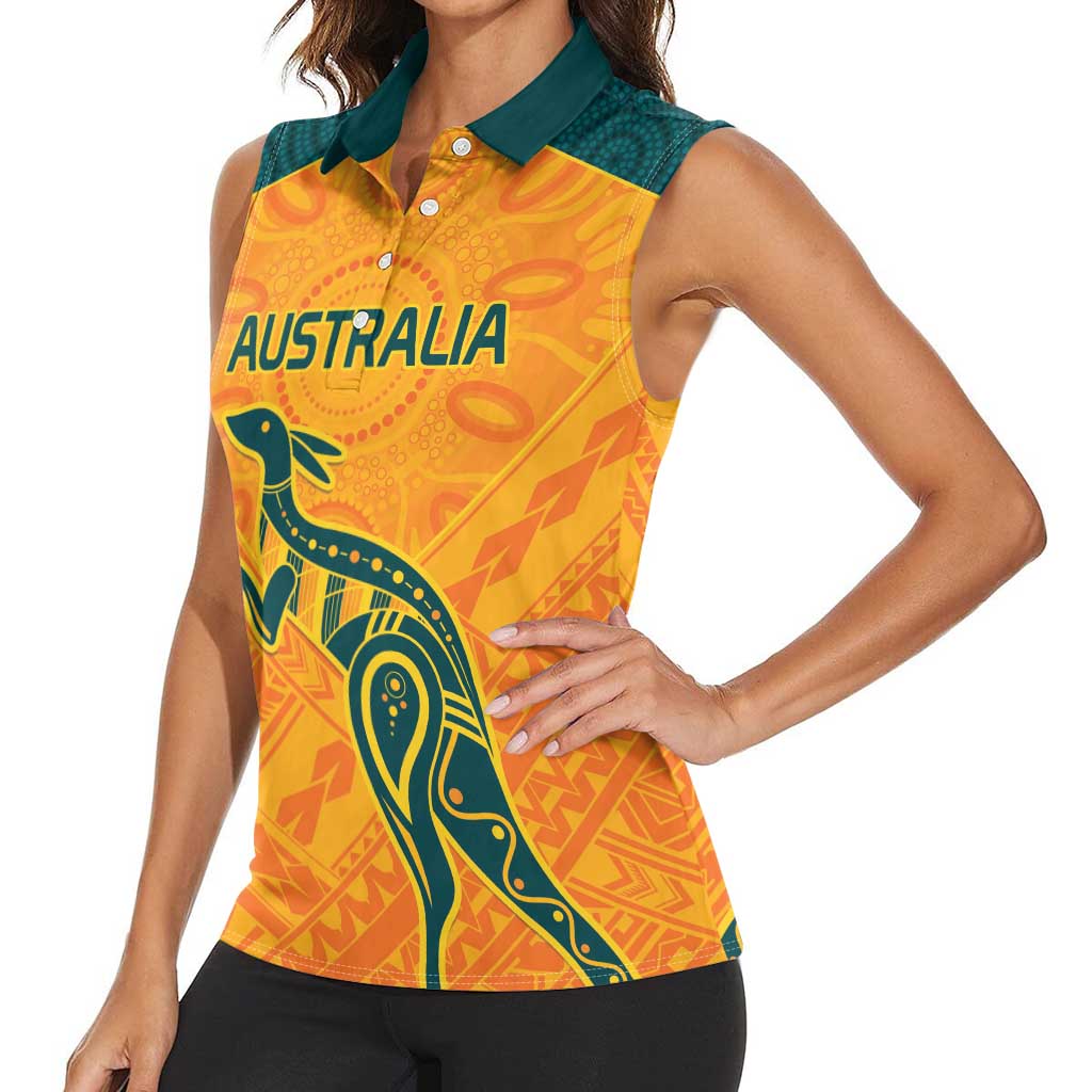 Custom Australia Rugby Women Sleeveless Polo Shirt Summer Paris 2024