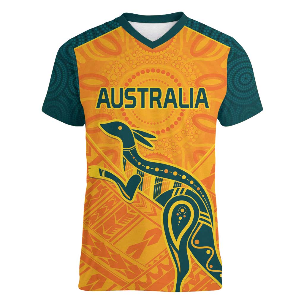 Custom Australia Rugby Women V-Neck T-Shirt Summer Paris 2024
