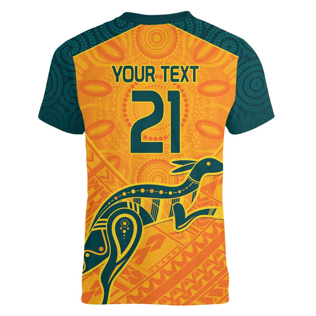 Custom Australia Rugby Women V-Neck T-Shirt Summer Paris 2024