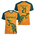 Custom Australia Rugby Women V-Neck T-Shirt Summer Paris 2024