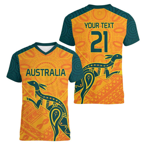 Custom Australia Rugby Women V-Neck T-Shirt Summer Paris 2024