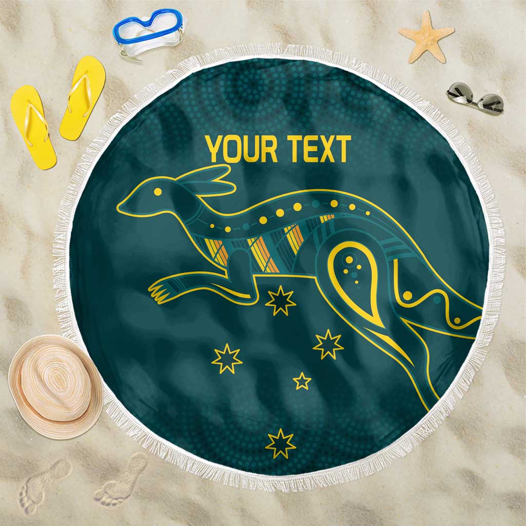 Custom Australia Rugby Beach Blanket Proud of Aussie Kangaroo