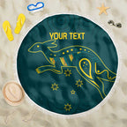 Custom Australia Rugby Beach Blanket Proud of Aussie Kangaroo