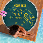 Custom Australia Rugby Beach Blanket Proud of Aussie Kangaroo