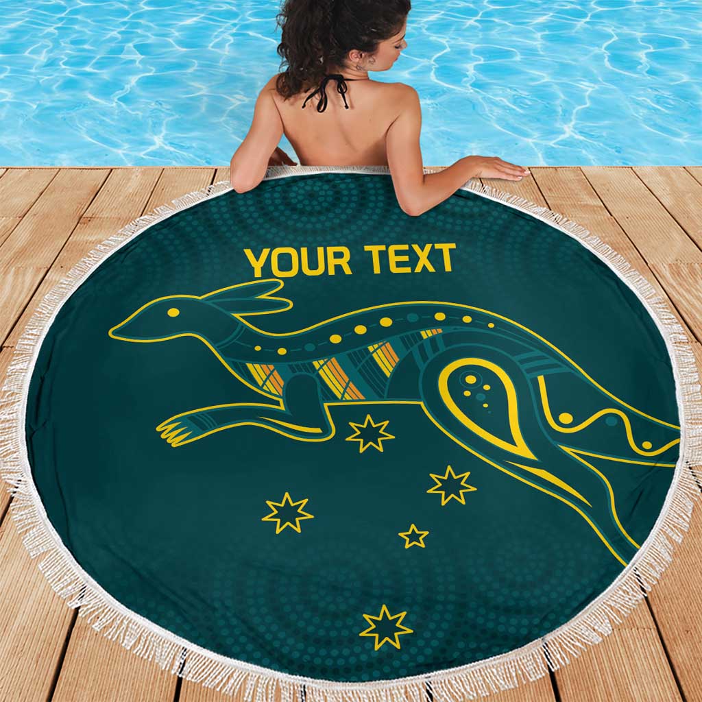 Custom Australia Rugby Beach Blanket Proud of Aussie Kangaroo