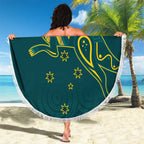 Custom Australia Rugby Beach Blanket Proud of Aussie Kangaroo