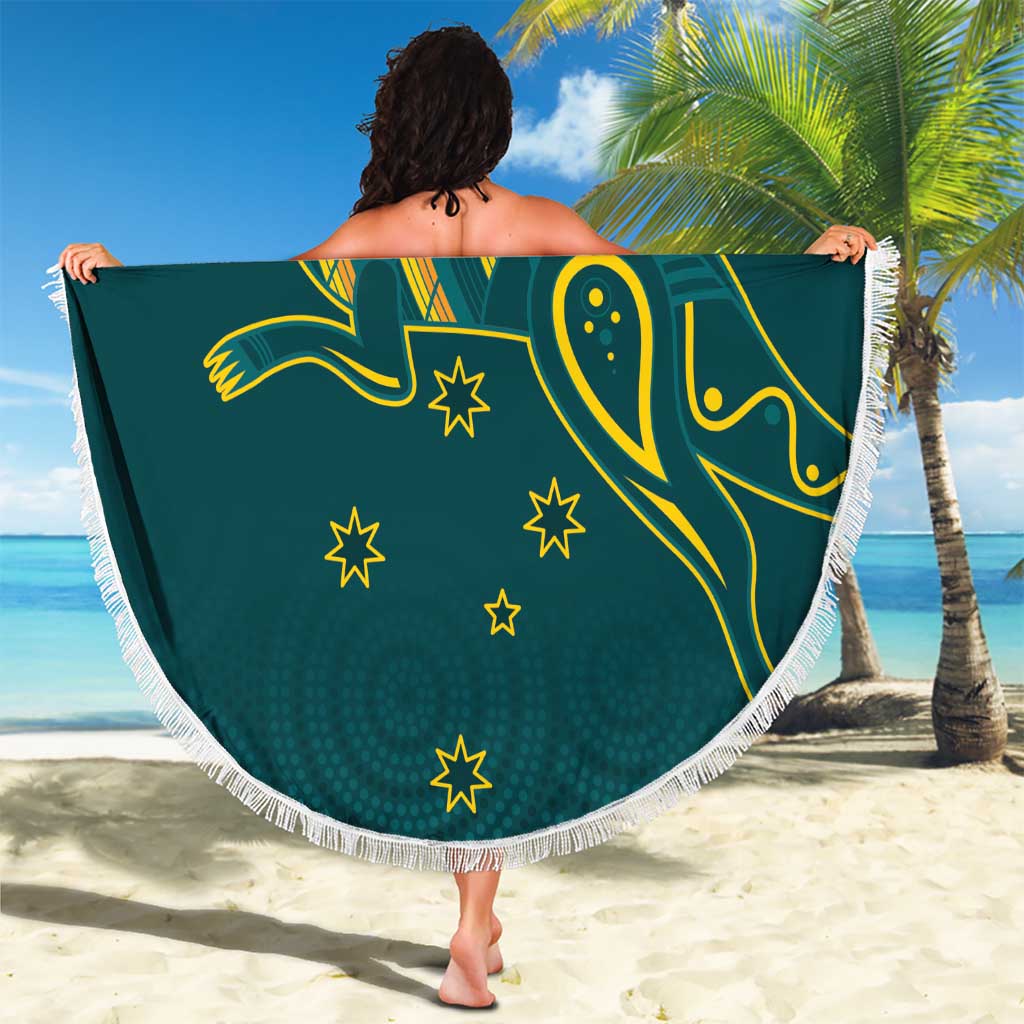 Custom Australia Rugby Beach Blanket Proud of Aussie Kangaroo