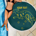 Custom Australia Rugby Beach Blanket Proud of Aussie Kangaroo