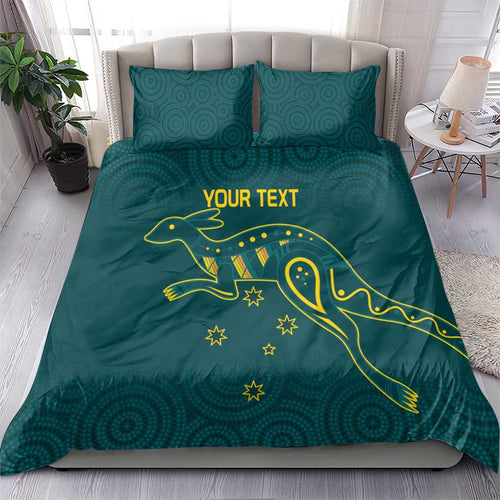 Custom Australia Rugby Bedding Set Proud of Aussie Kangaroo