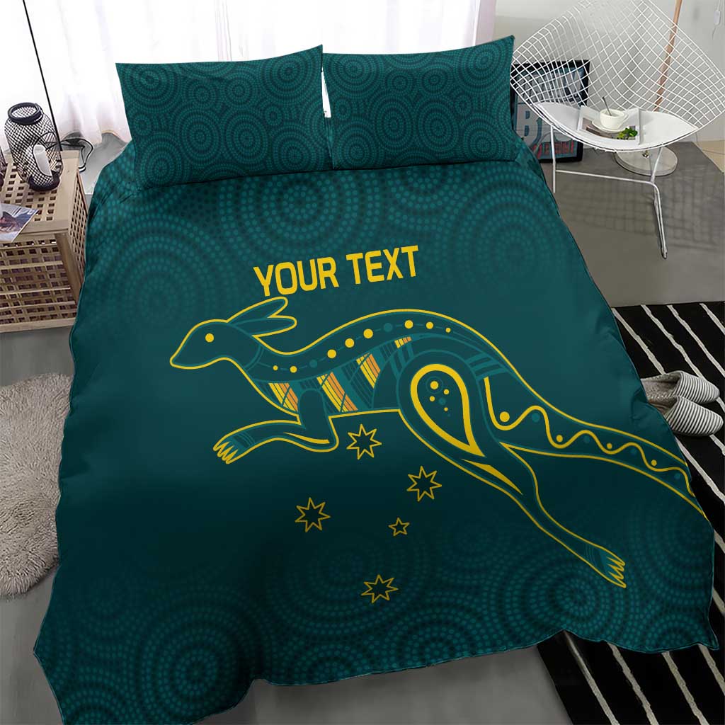 Custom Australia Rugby Bedding Set Proud of Aussie Kangaroo