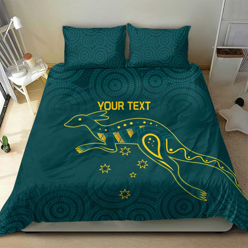 Custom Australia Rugby Bedding Set Proud of Aussie Kangaroo