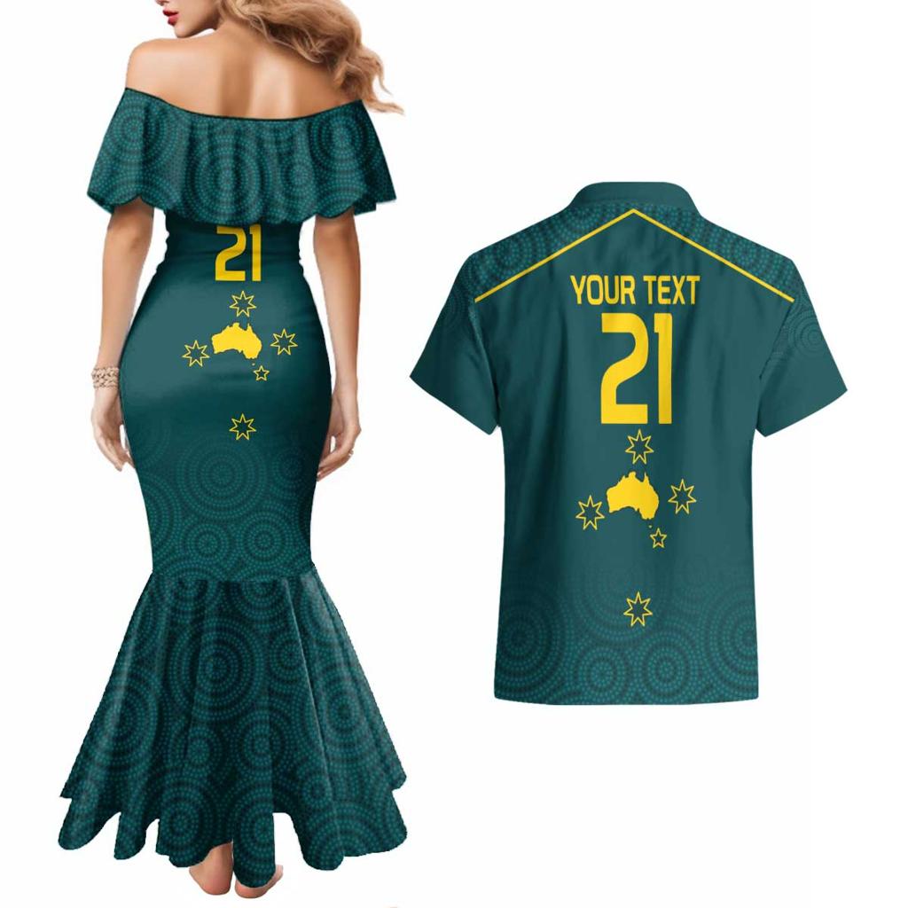 Custom Australia Rugby Couples Matching Mermaid Dress and Hawaiian Shirt Proud of Aussie Kangaroo
