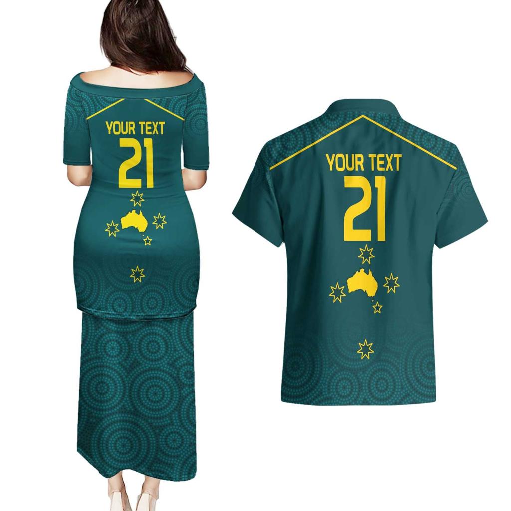 Custom Australia Rugby Couples Matching Puletasi and Hawaiian Shirt Proud of Aussie Kangaroo