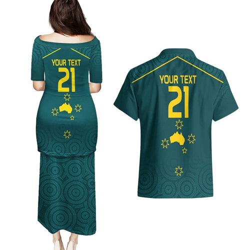 Custom Australia Rugby Couples Matching Puletasi and Hawaiian Shirt Proud of Aussie Kangaroo