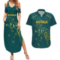 Custom Australia Rugby Couples Matching Summer Maxi Dress and Hawaiian Shirt Proud of Aussie Kangaroo