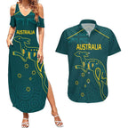 Custom Australia Rugby Couples Matching Summer Maxi Dress and Hawaiian Shirt Proud of Aussie Kangaroo