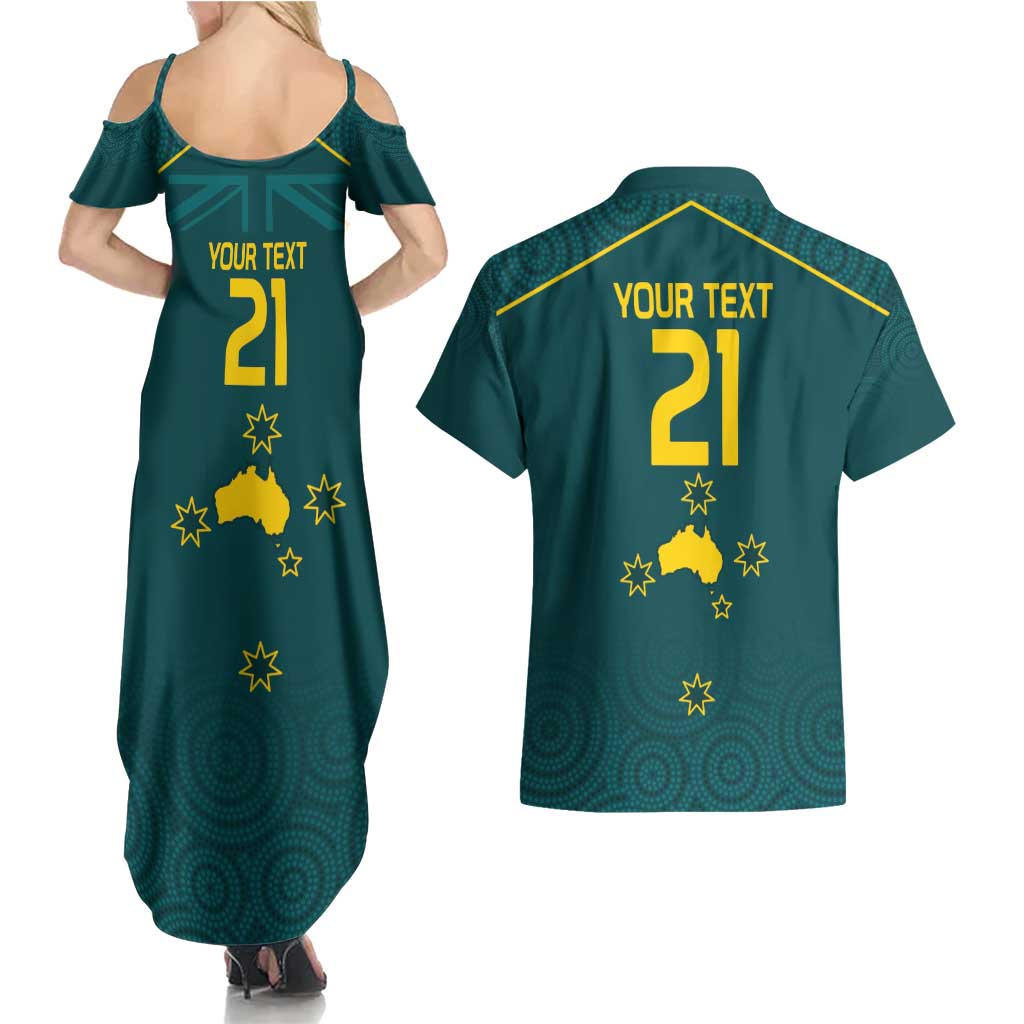 Custom Australia Rugby Couples Matching Summer Maxi Dress and Hawaiian Shirt Proud of Aussie Kangaroo