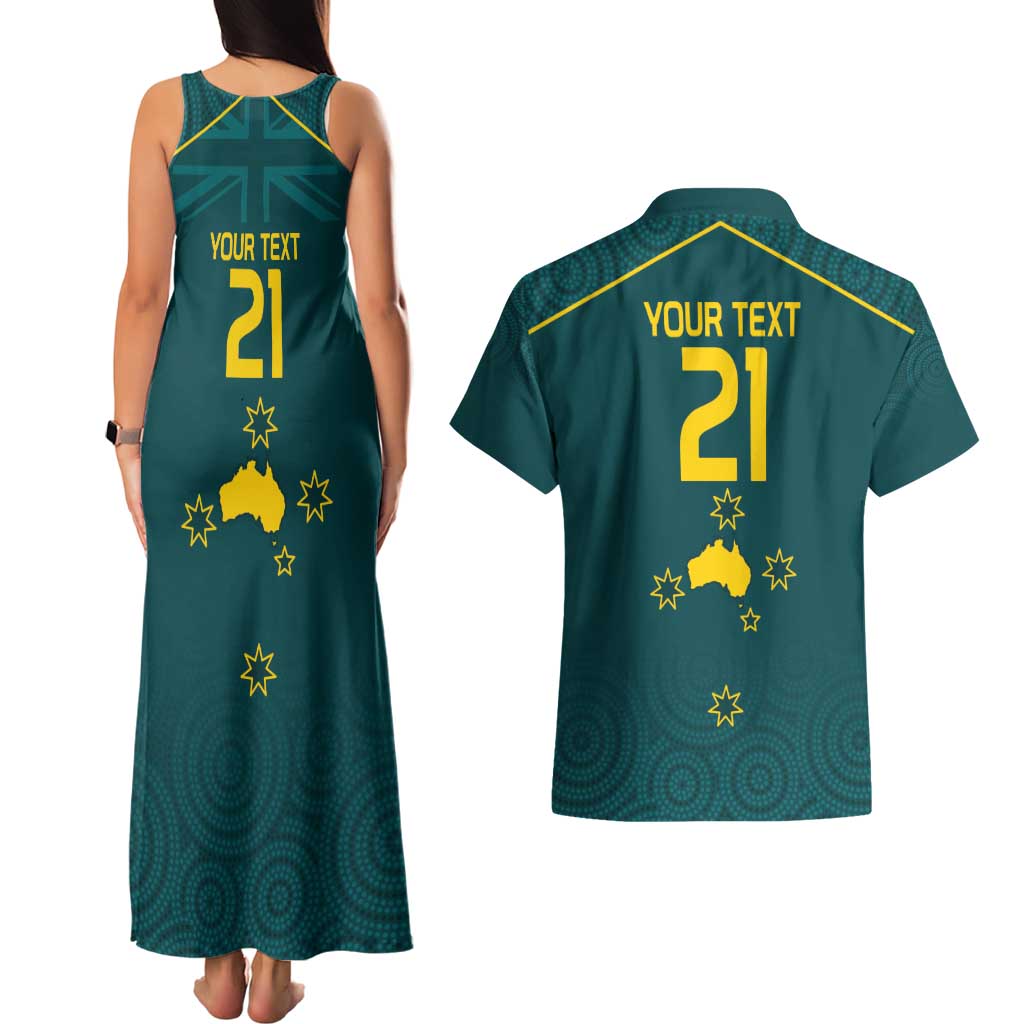 Custom Australia Rugby Couples Matching Tank Maxi Dress and Hawaiian Shirt Proud of Aussie Kangaroo