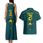 Custom Australia Rugby Couples Matching Tank Maxi Dress and Hawaiian Shirt Proud of Aussie Kangaroo