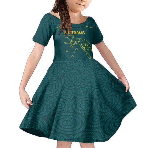 Custom Australia Rugby Family Matching Long Sleeve Bodycon Dress and Hawaiian Shirt Proud of Aussie Kangaroo