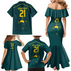 Custom Australia Rugby Family Matching Mermaid Dress and Hawaiian Shirt Proud of Aussie Kangaroo